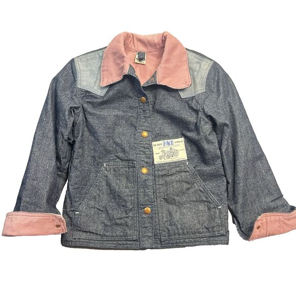 Rare ZACE Overalls Pink Corduroy Lined Denim Chore Jacket USA American Workwear
